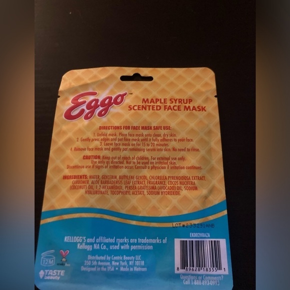 Eggo Maple Syrup Scented Face Mask. 0.67 fl oz size. 1 single use mask. Add on - Picture 2 of 2